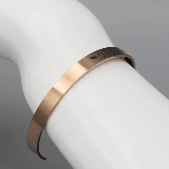 Jewelry bangle cuff bracelet rose gold tone Carpe Diem dainty minimalist new - Picture 4 of 7